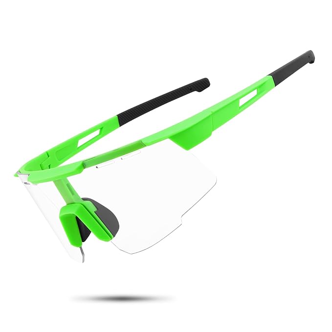 Karsaer Oversized Photochromic Glasses Sports Cycling Sunglasses for Men Stylish Wrap-around Goggles E1311