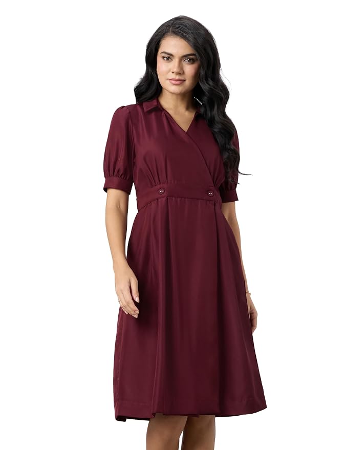 Symbol Premium Women's Fit & Flare Wrap Dress (Midi Length | Stylish | Desk-to-Dinner) (Available in Plus Sizes)