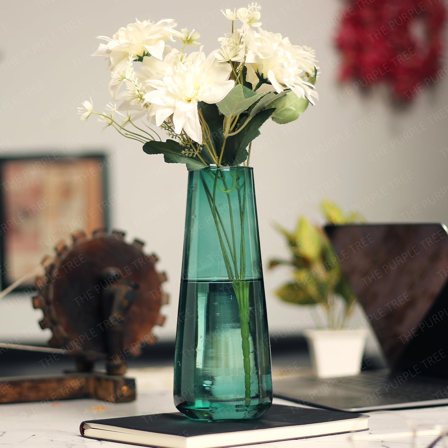 The Purple Tree Tapered Glass Vase for Home Decor Center Table Bedroom Living Room and Office Decoration (Pack of 1, Midnight Blue) Luster Glass Vase, Decorative vase, Diwali Gift