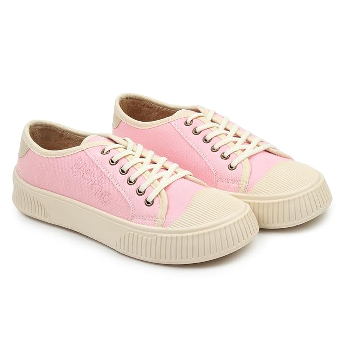 YOHO Canvas CZ Sneakers for Women | Lightweight Casual Shoes | Everyday Comfort, Breathable Fit, Durable Grip Sole, Versatile Slip-On or Lace-Up Style, Trendy