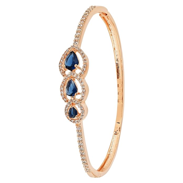 I Jewels Stylish Rose Gold PlatedCubic Zirconia American Diamond Adjustable Bracelet For Women
