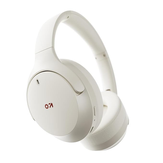 GOBOULT Q Over Ear Bluetooth Headphones with 70H Playtime, 40mm Bass Drivers, Zen™ ENC Mic, Type-C Fast Charging, 4 EQ Modes, Made in India, IPX5 Headphones Wireless with mic (Cream)