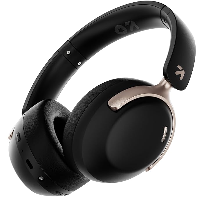 GOBOULT Soniq Over Ear Bluetooth Headphones with 70H Playtime, 40mm Bass Drivers, Zen™ ENC Mic, Type-C Fast Charging, Dual Pairing, AUX, Wireless Headphones (Black)