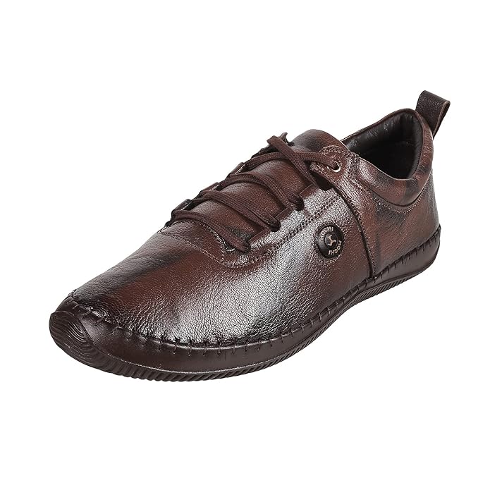 Mochi Men's Soft Leather Finish Lace Up Stylish Sneakers