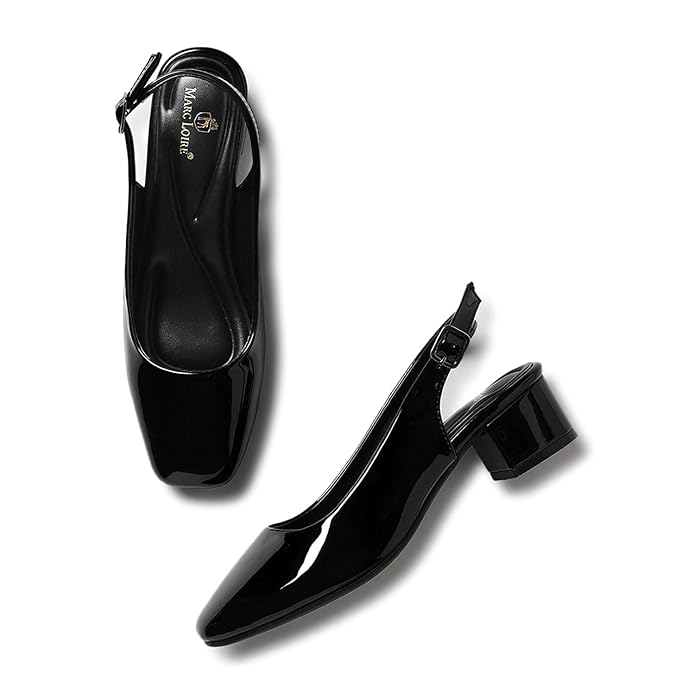 Marc Loire Women Square Toe Solid Block Heel Pumps for Office, Party and Formal Wear