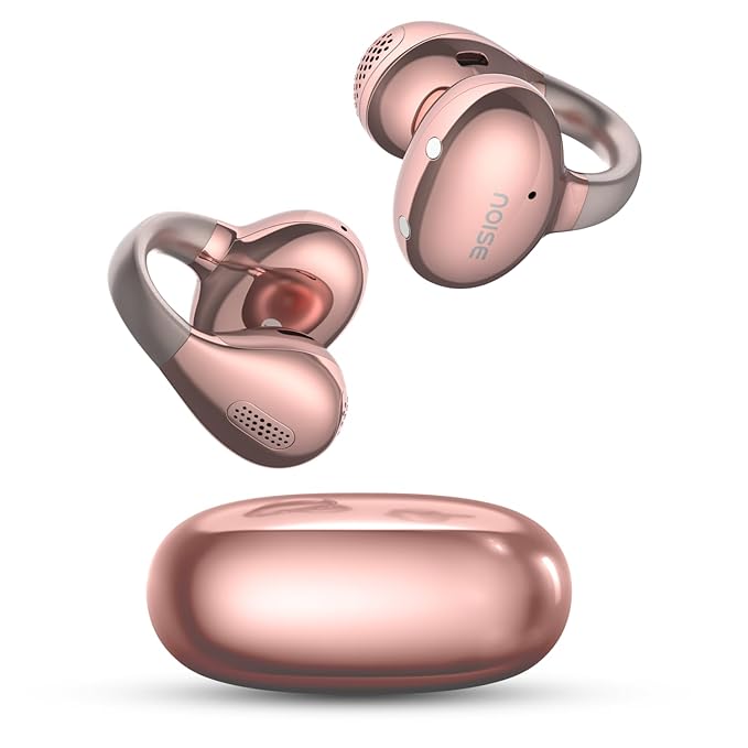 Noise Air Clips Pro Wireless Open-Ear Earbuds (2026), C-Bridge Clip Design, 360° Spatial Audio, AirWave™ Tech, AI Sound, 50H Playtime, Quad Mic ENC, BT v6.0 (Nebula Rose)