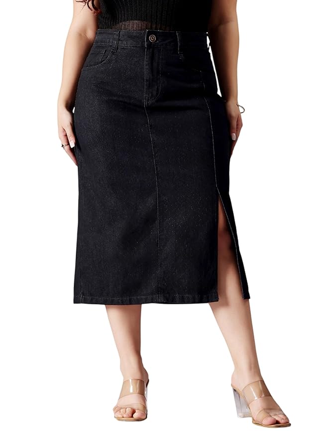 Miss Chase A+ Women's Regular High Rise Above Knee Stretchable Denim Shorts & Skirts