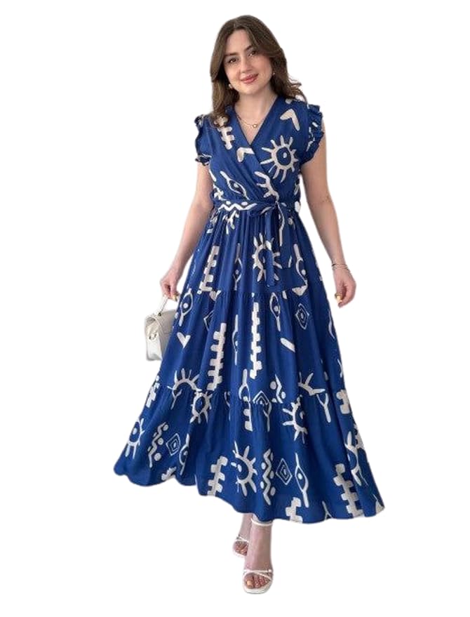 Modestouze Attires Dress for Women Western Maxi Style, Indo Western Dresses, One Piece Long Gown, A Line Flared Pattern, Ethnic Look Outfit for Women