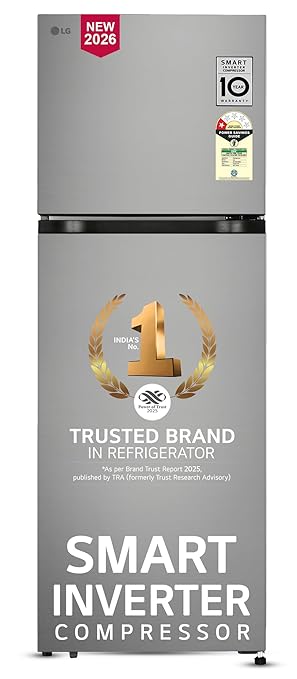 LG 251 L, 1 Star, Frost-Free Smart Inverter Double Door Refrigerator with Smart Mode (GLT2516WWPZ, Shiny Steel, Multi Air Flow Cooling with Max Fresh Zone, 2026 Model)