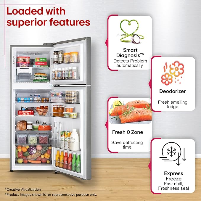 LG 322 L, 2 Star, Convertible, Smart Inverter, Frost Free Double Door Refrigerator (GLT3226SNDS, Dazzle Steel, Express Freeze & Multi Air Flow)