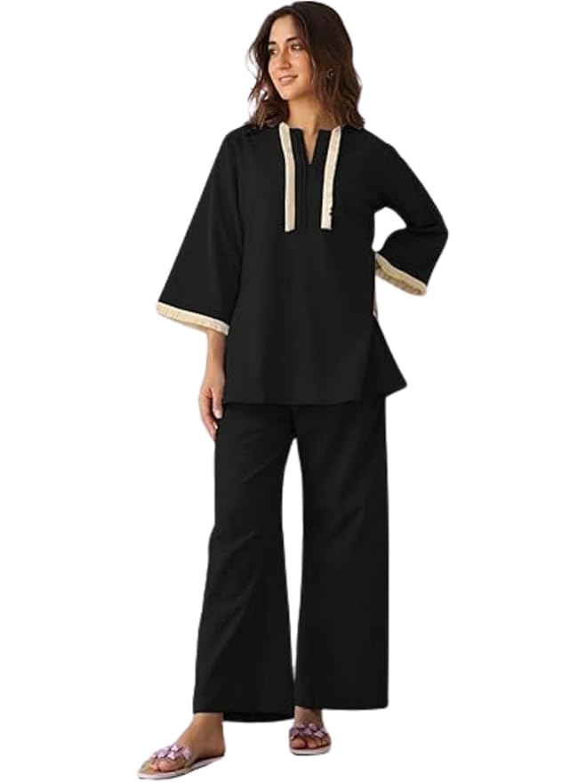 GRECIILOOKS Co-ord Set For Women Stylish | Kurti Set For Woman | Short Kurti For Woman Latest | Oversized Loose-Fitting Kaftan-style Kurtis | Summer Stylish Ethnic Co-Ord Set Travel Outfits