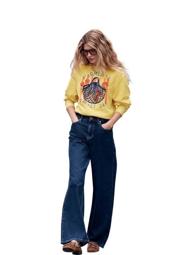 KOTTY Womens High Waist Flared Fit Ankle Length Clean Look Denim Jeans