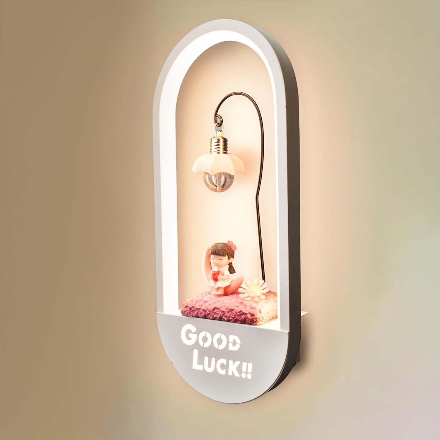 Smartway Welcome 10 Watt Modern LED Wall Lamp | 3 Light Modes (Warm, Natural & Cool White) | Decorative Wall Light for Kids Room, Living Room, Bedroom & Bedside Home Decor (Girl)