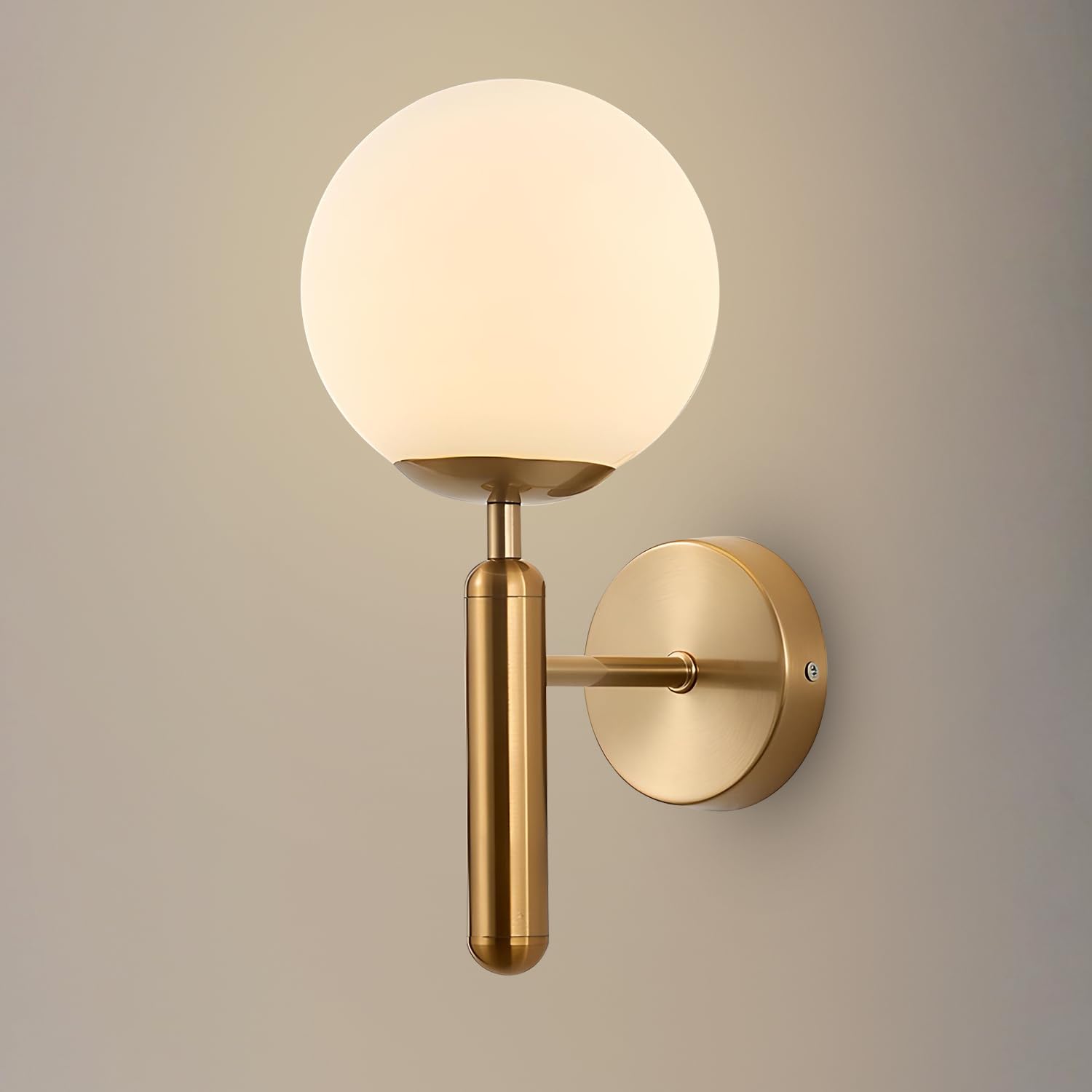 Smartway® Glass Post Modern Golden Wall Lamp with E27 Filament Bulb Included | Decorative Glass Globe Wall Light for Living Room, Bedroom & Bedside | Luxury Modern Wall Mount Light for Home Décor