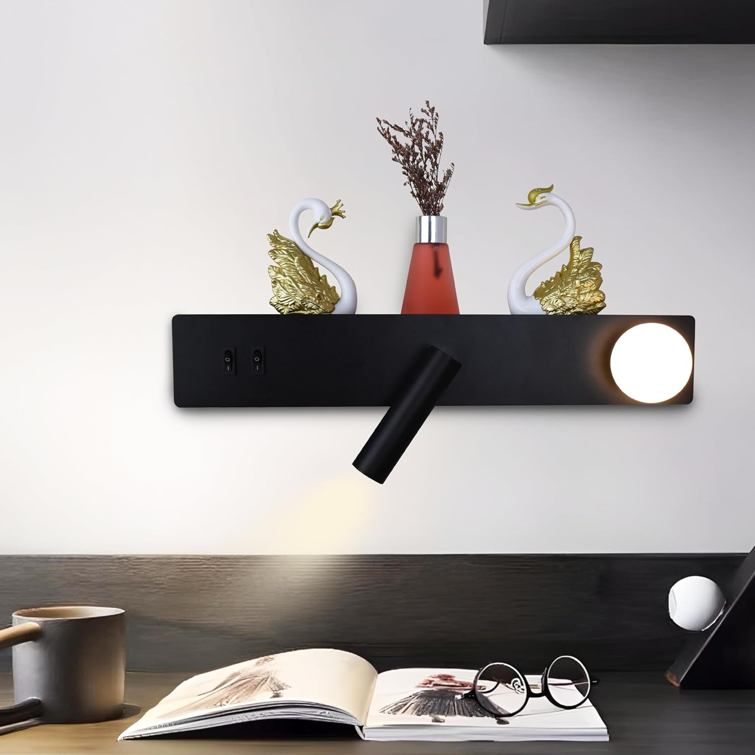 Smartway® 16W Swans Modern LED Wall Lamp with Aroma Diffuser | Luxury Golden Swan Decorative Wall Light | 3 Color Modes Bedside Wall Lamp for Bedroom, Living Room & Home Décor