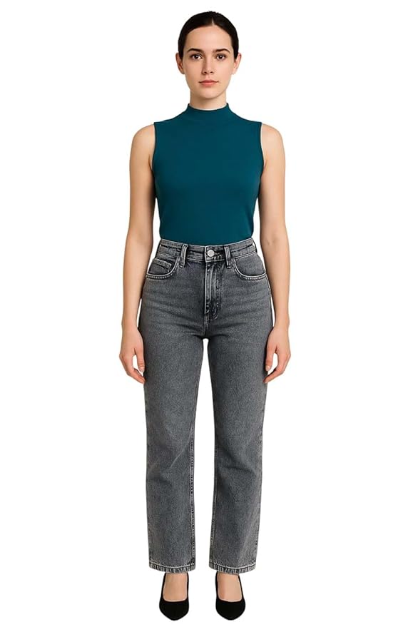 KOTTY Women's Solid|Fit and Flared Fitting|Ankle Leg Style|High Rise|Stechable|Casual Jeans