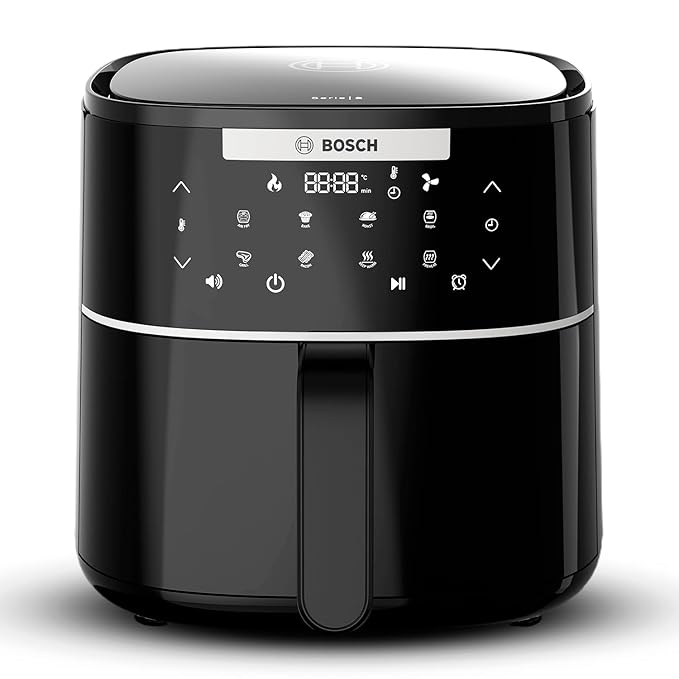 Bosch CrispMaxx Digital Air Fryer 4L | Touch Panel | Adjustable Grid | 6 Preset Menu | Preheat and Keep Warm Function | Alarm Reminder | Uses Upto 95% Less Oil | 2-Year Warranty | Black【MAF240B0IN】