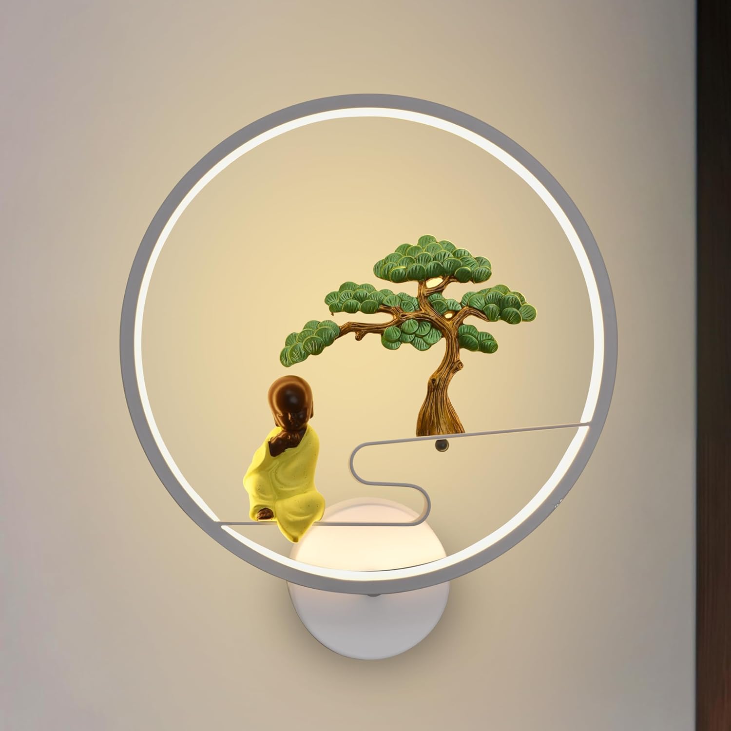 Smartway® Bodhi Modern 18W LED Wall Lamp | Meditating Buddha & Bonsai Tree Decorative Wall Light | Warm White Modern Wall Mount Lamp for Living Room, Bedroom & Bedside | Premium Home Décor Lighting