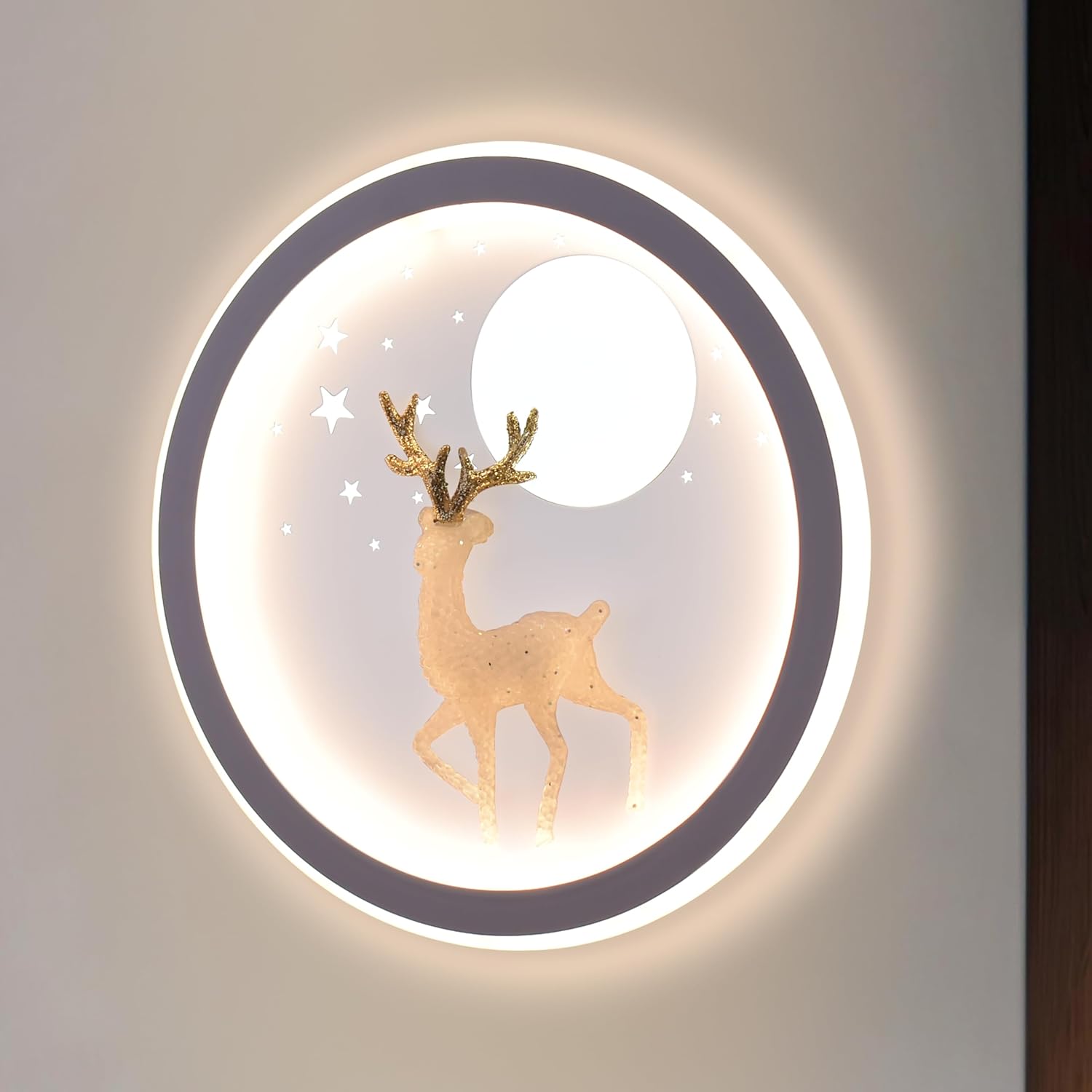Smartway® Caribou 25W Modern LED Wall Lamp | Golden Deer Ring Wall Light | 3 Color Modes Warm, Natural & Cool White | Decorative Wall Light for Living Room, Bedroom & Bedside | Premium Home Décor