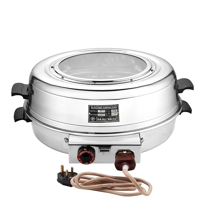 BAJAJ VACCO Aluminium Round Baking Grillling Auto Oven RBO - 04 (15 Inch Large)