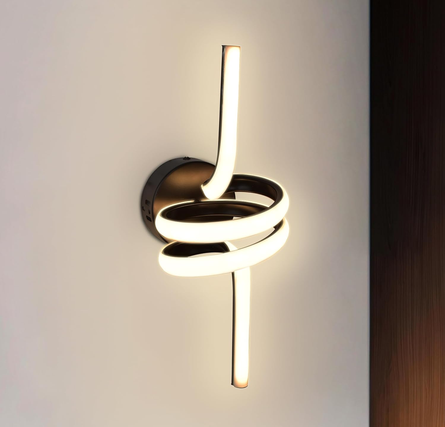 Smartway® Jocelyn Modern Spiral LED Wall Lamp | 3 Color Modes (Warm, Natural & Cool White) | Designer Wall Light for Living Room, Bedroom, Bedside & Home Decoration | Decorative Wall Sconce