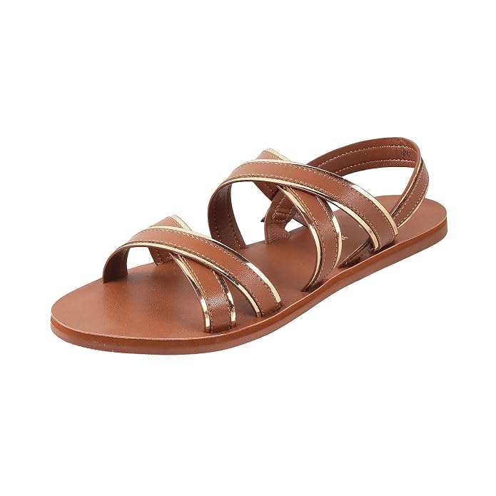 Metro Women Synthetic Leather Cross Strap Fashion Sandal