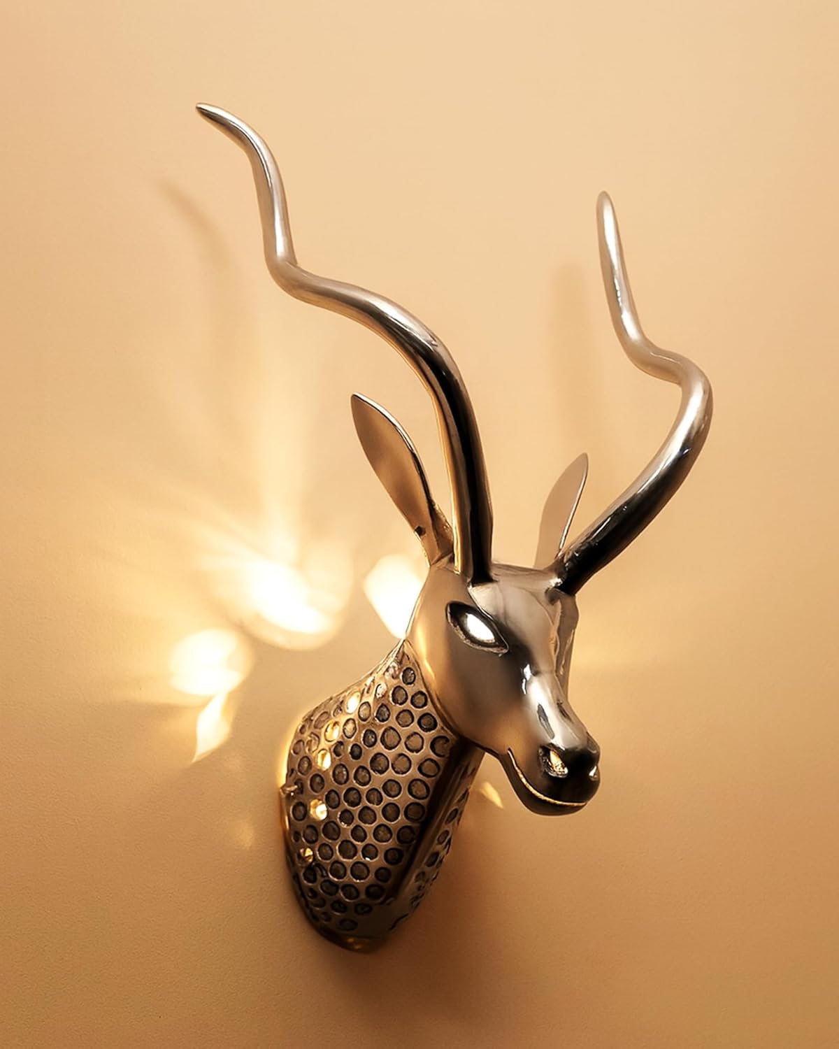 Homesake Trophy Deer Head Wall Light, Wall Art Deco Metal Lamp, Modern Antler Wall lamp,Living Room,Bar,Cafe