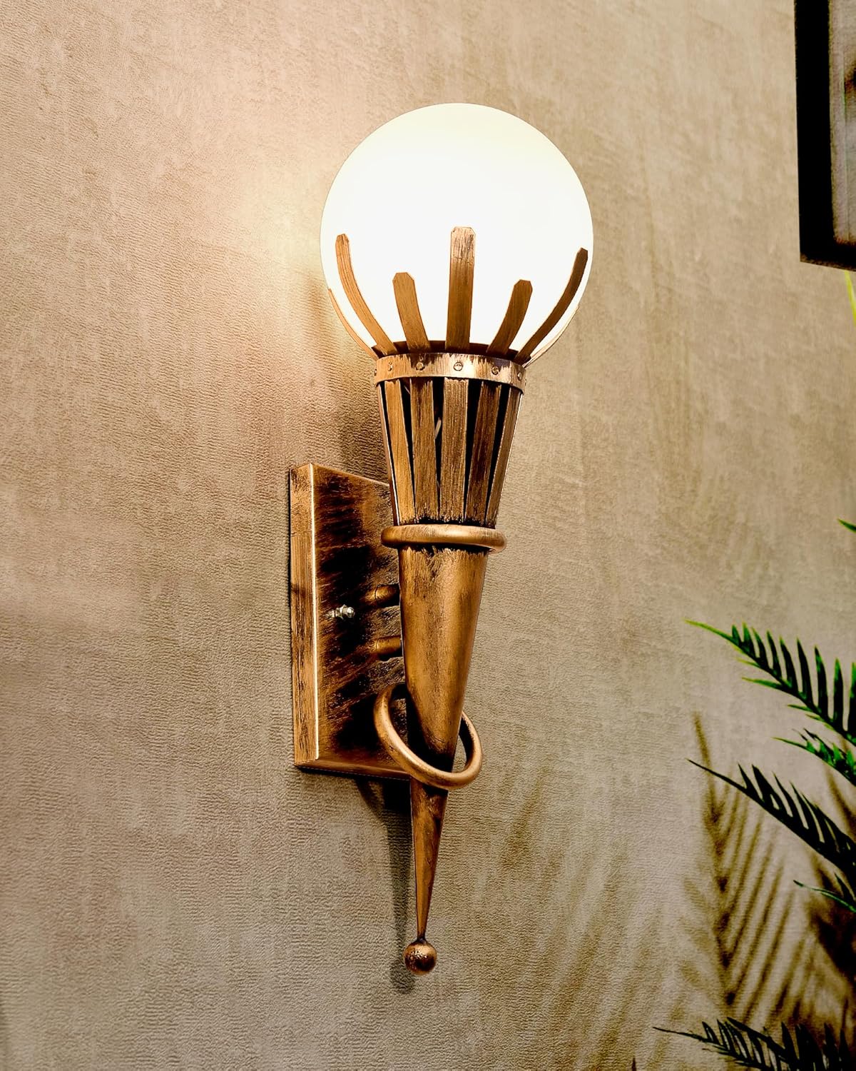 Homesake® Wall Torch Rustic Wall Light Fixtures, Oil Rubbed Bronze Finish Indoor Vintage Wall Sconce Industrial Lamp Fixture Glass Shade