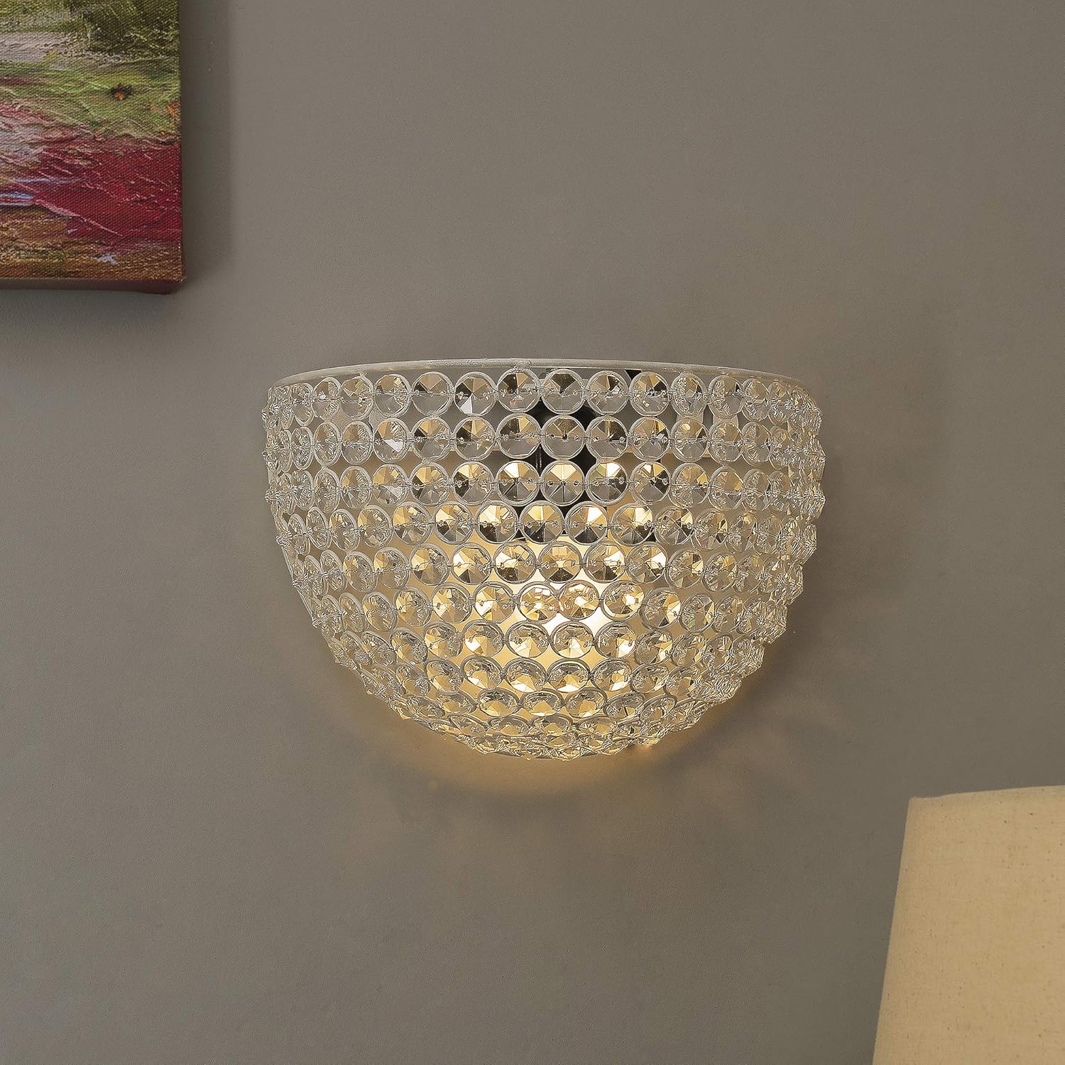 Homesake Crystal Wall Sconce Light Fixture - Elegant Decorative Indoor Wall Lamp for Living Room, Bedroom, Hallway - Modern Design, Easy Installation, Home Decor, Stylish, Affordable, Space Saving
