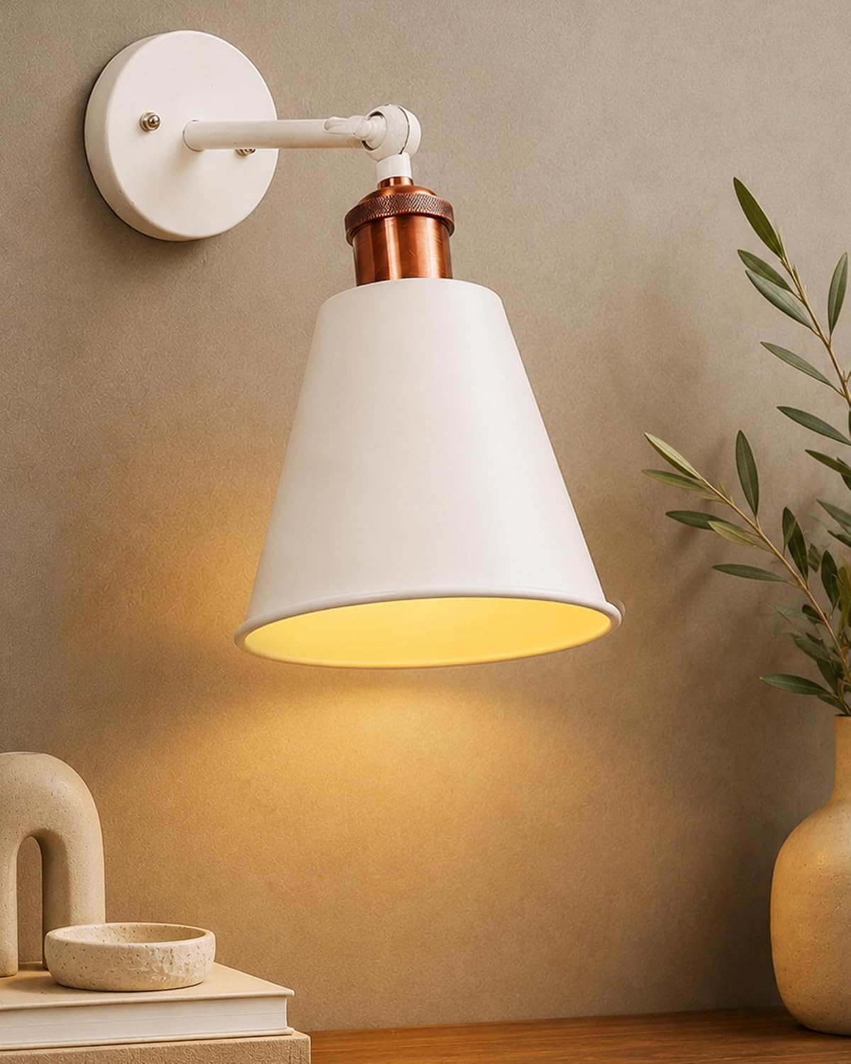 Homesake®Edison Wall White Gaurd Cone Shade Lamp, Vintage Industrial Loft, E27 Holder, Decorative, Swing Wall Light (Antoque Copper)