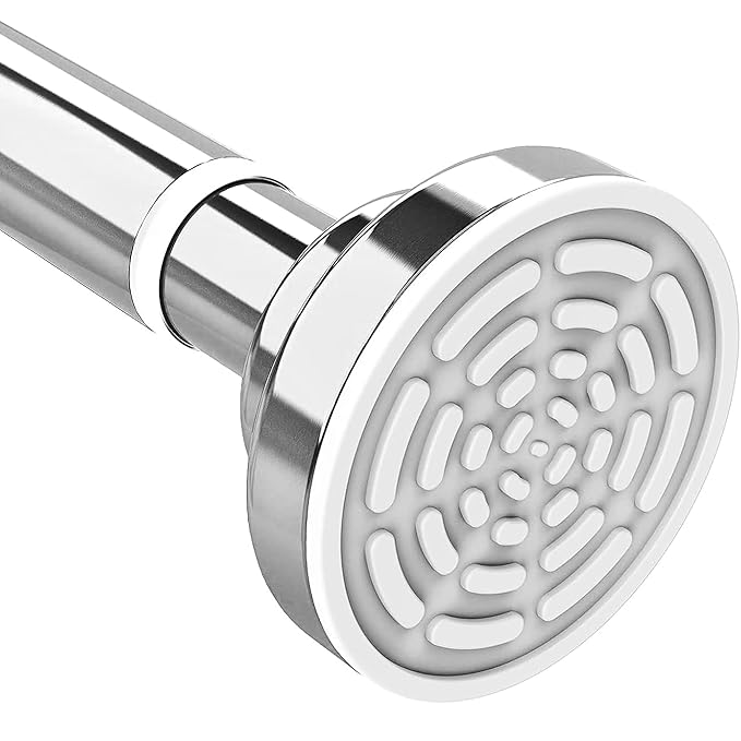 Story@Home (105 Cm To 195 Cm) Extendable Shower Curtain Tension Rod Non-Drilling Anti-Skid Spring Pull Rod - Stainless Steel, Silver