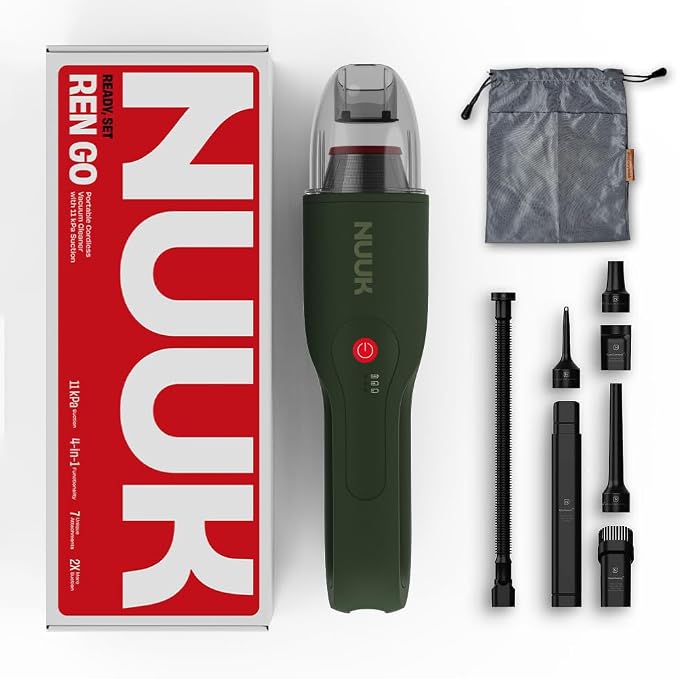 NUUK REN GO Cordless Home Vacuum Cleaner | 2X More Suction, 11000 PA | 4-in-1 Functions with Air Blowing | 7 Attachments+Storage Bag | Dual Filtration with HEPA | BLDC Motor | 2 Suction Modes