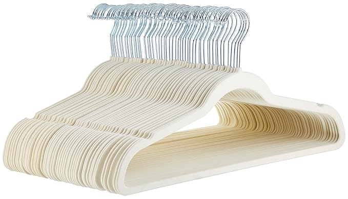 AmazonBasics Velvet Suit Hangers, 50-Pack, Ivory
