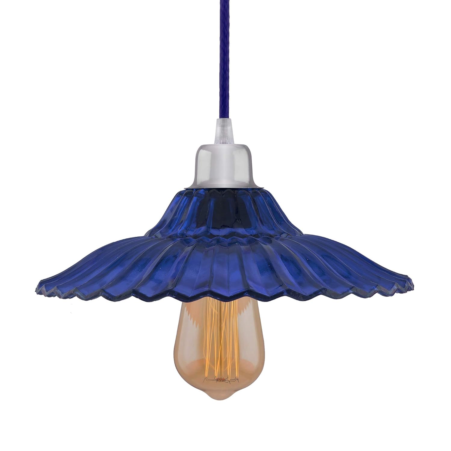 Homesake Vintage blue Glass Pendant Light-Retro Industrial Edison Bulb Hanging Lamp for Home Decor, Ceiling Fixture,Chandelier,Pendant Light Fixture,Industrial Lighting,Living Room,Bedroom,Dining Room