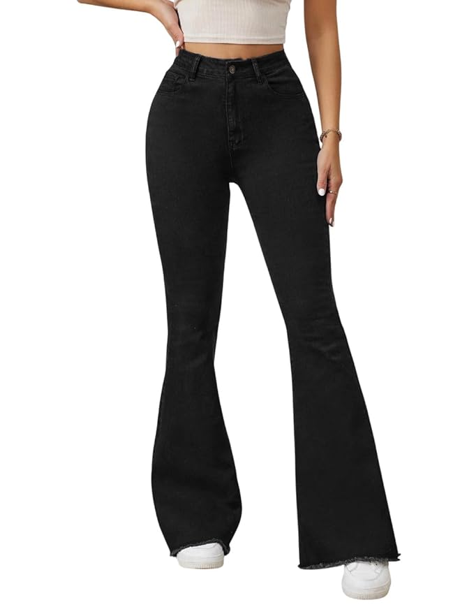 KOTTY Women's High Waist Flared Fit Stretchable Denim Jeans for Casual
