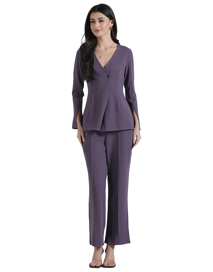 Selvia Women's Lycra Top and Trouser Pant Set, Co ord Set for Women Stylish