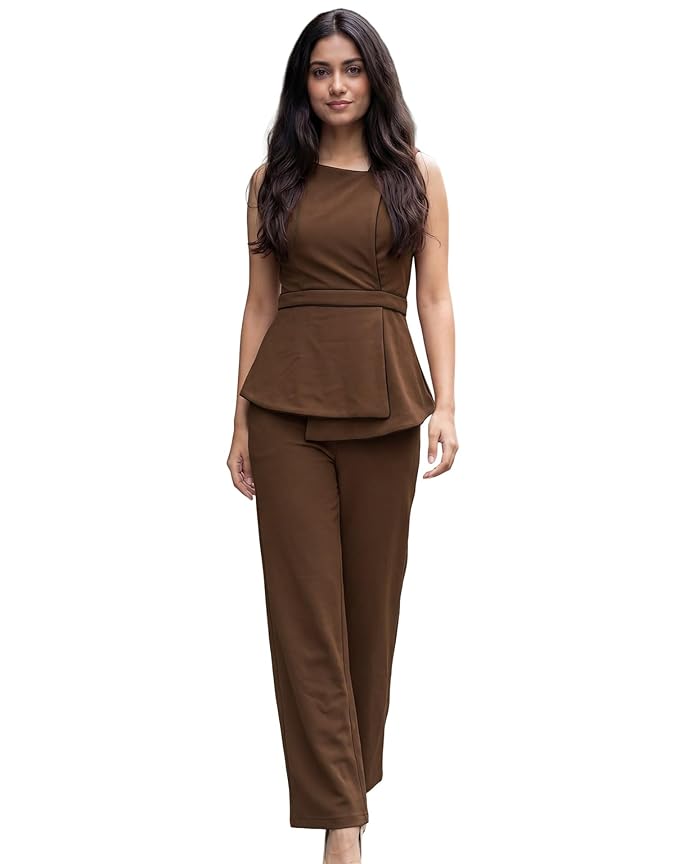 Selvia Women's Wrap Top and Trouser Pant, Co ord Set for Women Stylish, Office Wear