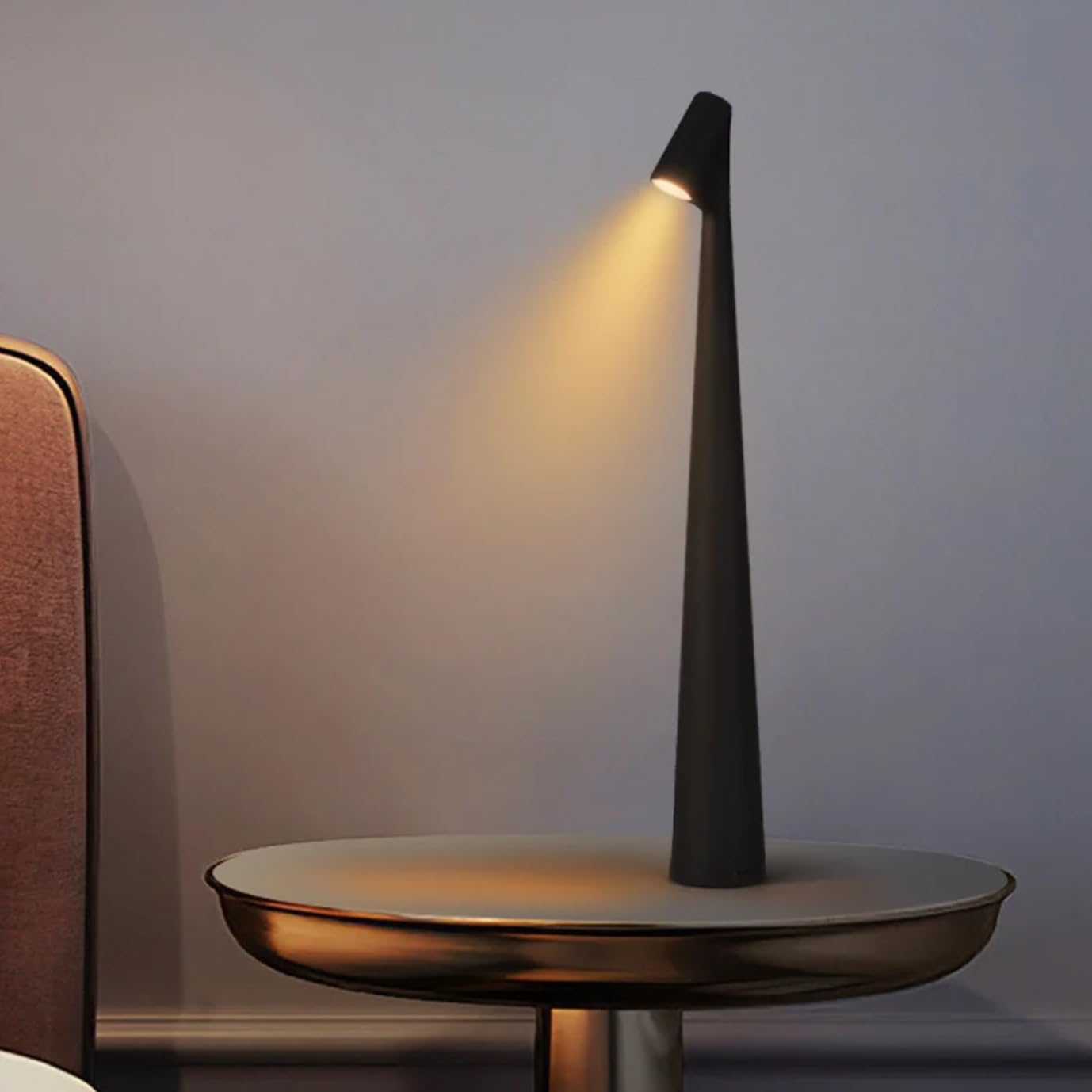 NYRWANA Table Lamp | 2000mAh Battery | Home Decor, Lamp, Lamps for Bedroom and Living Room, Stepless Dimming, 3 Colour Touch Control, USB-C Charging (Metal - Black)