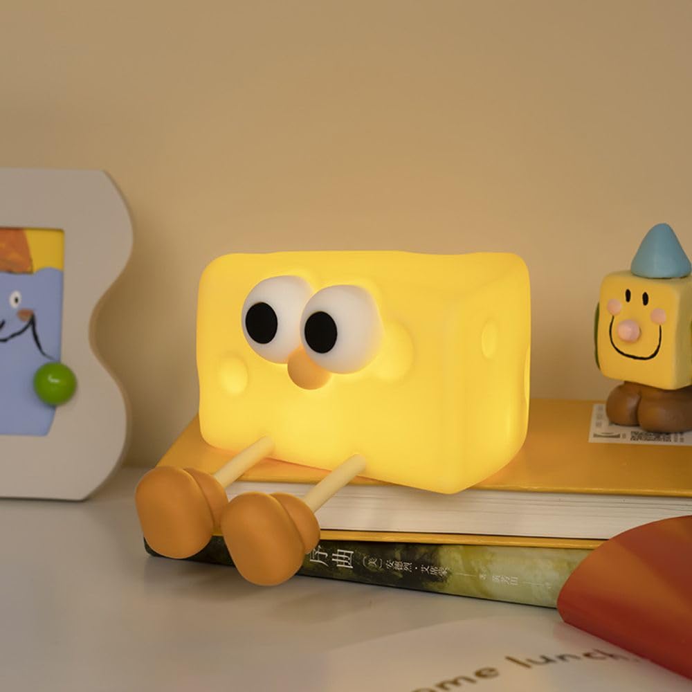 NYRWANA Cheese Light, Night Lamp for Kids, Night Light for Bedroom, Birthday Gift for Kids, Cute Table Lamp, Silicone Rechargeable Lamps with Charging Plug, Valentine Gift for Girlfriend (Multicolor)