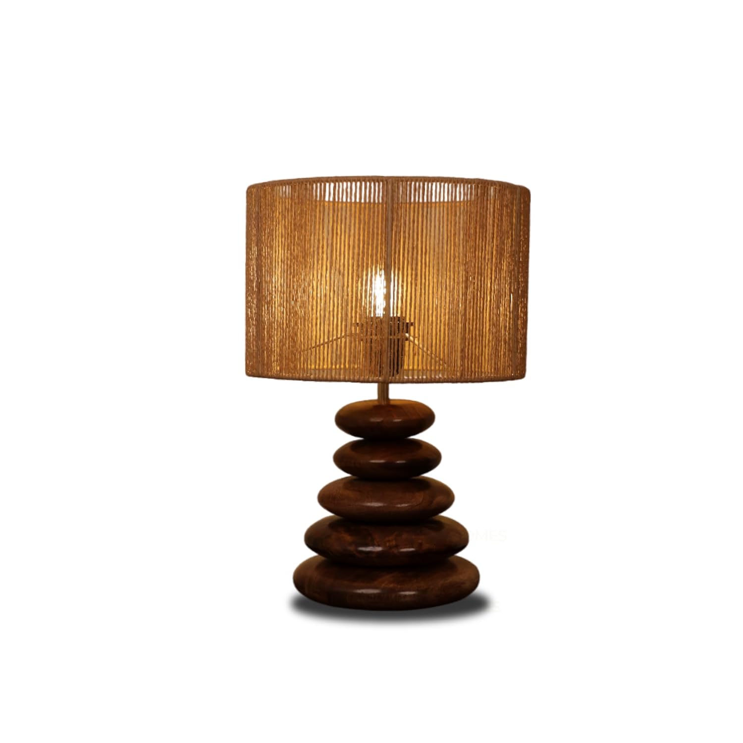 Ikari Homes Mist Glow Pebble Wooden Table Lamp Brown | 25.5×25.5×39 cm | Modern Bedside & Night Lamp for Bedroom, Living Room & Study | Home Décor & Gift