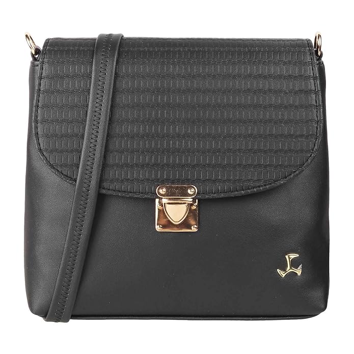 Mochi Women Black Flap Over Sling (66-7212)