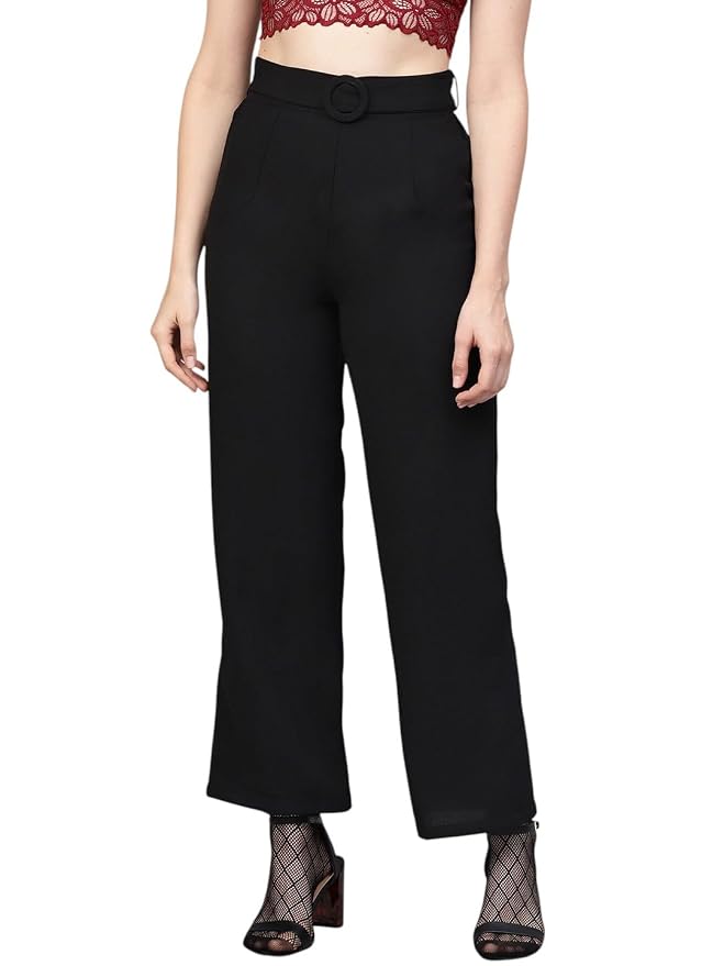 Sassafras Women Flared Buckle Belted Pant