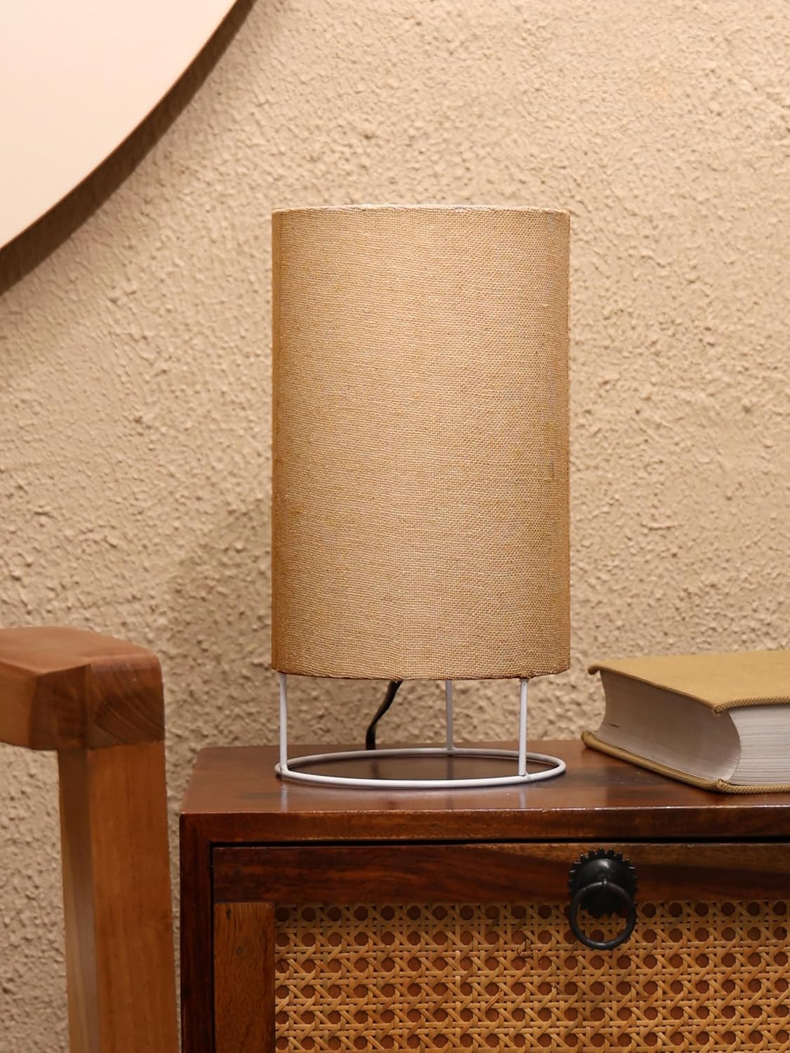 Crosscut Furniture Printed Table Lamp - Vibrant Accent Lighting for Your Home (Natural Jute)