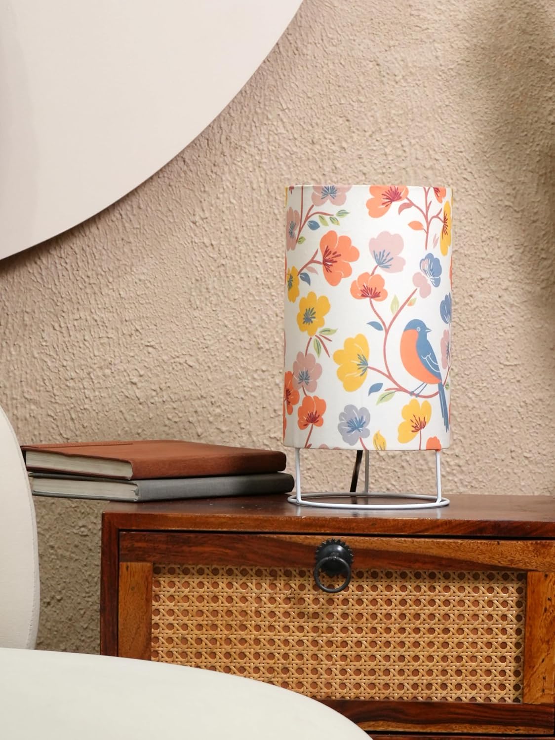Crosscut Furniture Printed Table Lamp - Vibrant Accent Lighting for Your Home (Retro Robin)