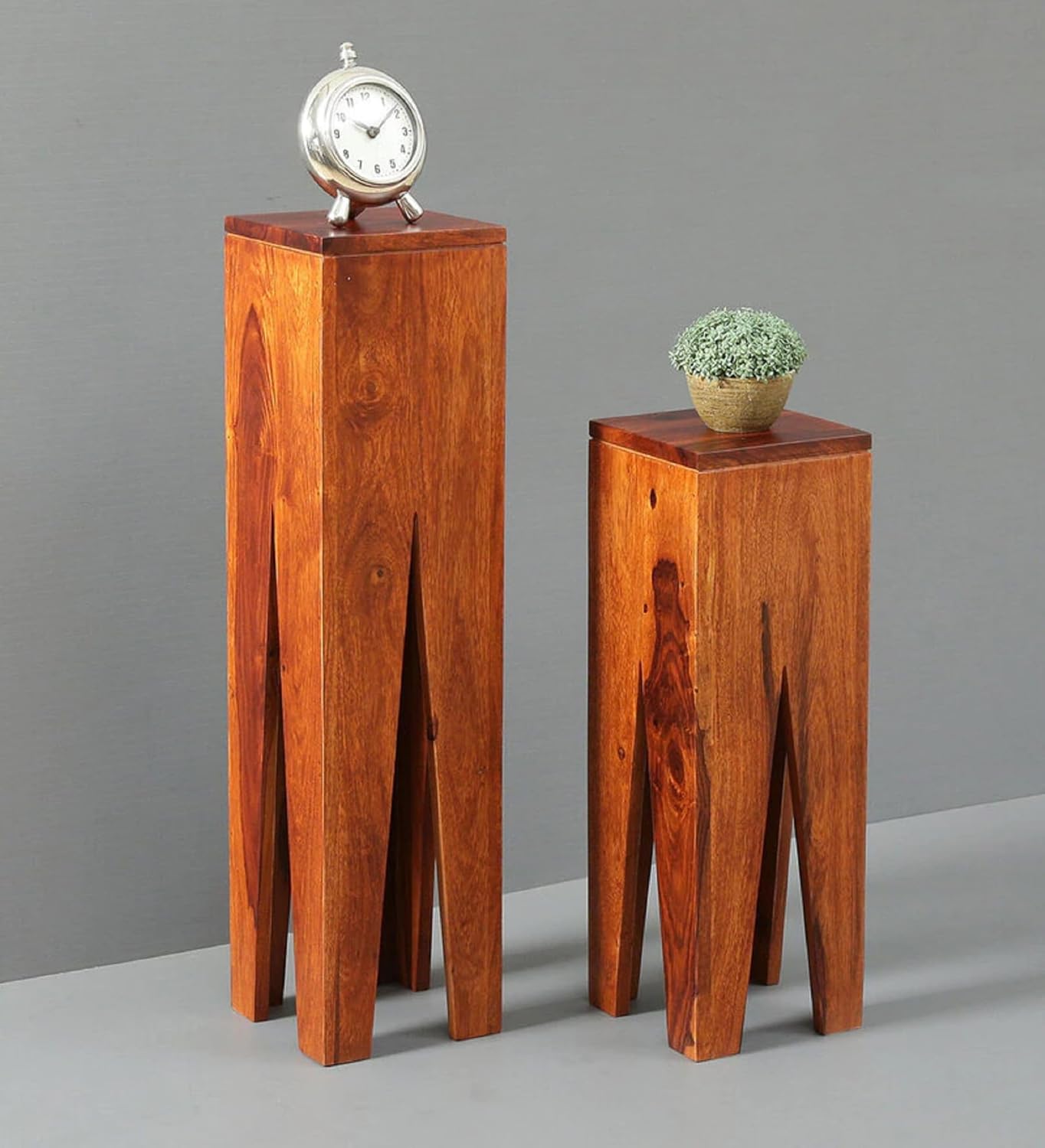 Cosmo Solid Wood END Table for Living Room and Bed Room|Premium Design Side Table for Home |, Solid Sheesham Wood |Set of 2, Brown Ideal for Home Decor