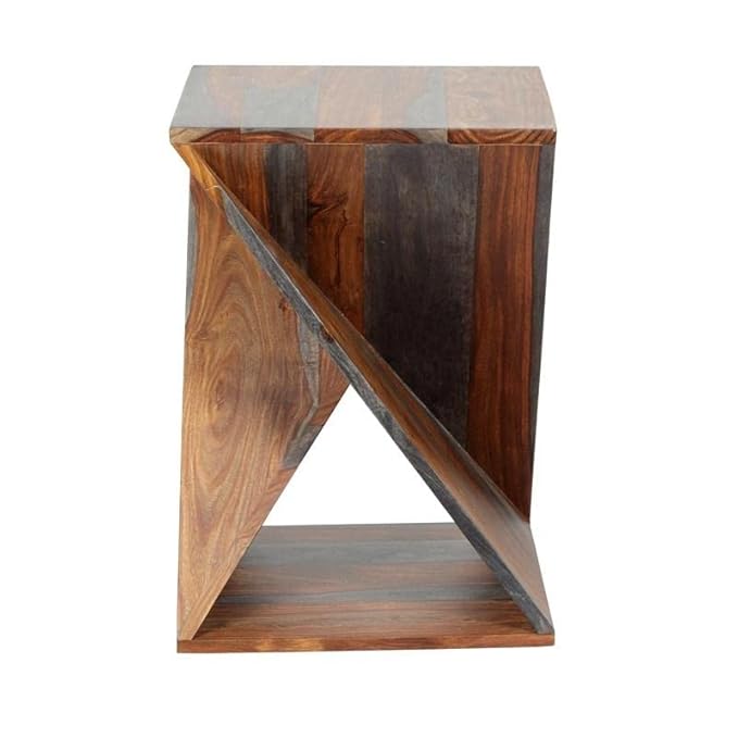 Ruth Solid Wood End Table for Living Room - Premium Designer Side and Sofa Table - Natural Capri Finish, Solid Sheesham Wood - Living Room Furniture Ideal for Home Decor