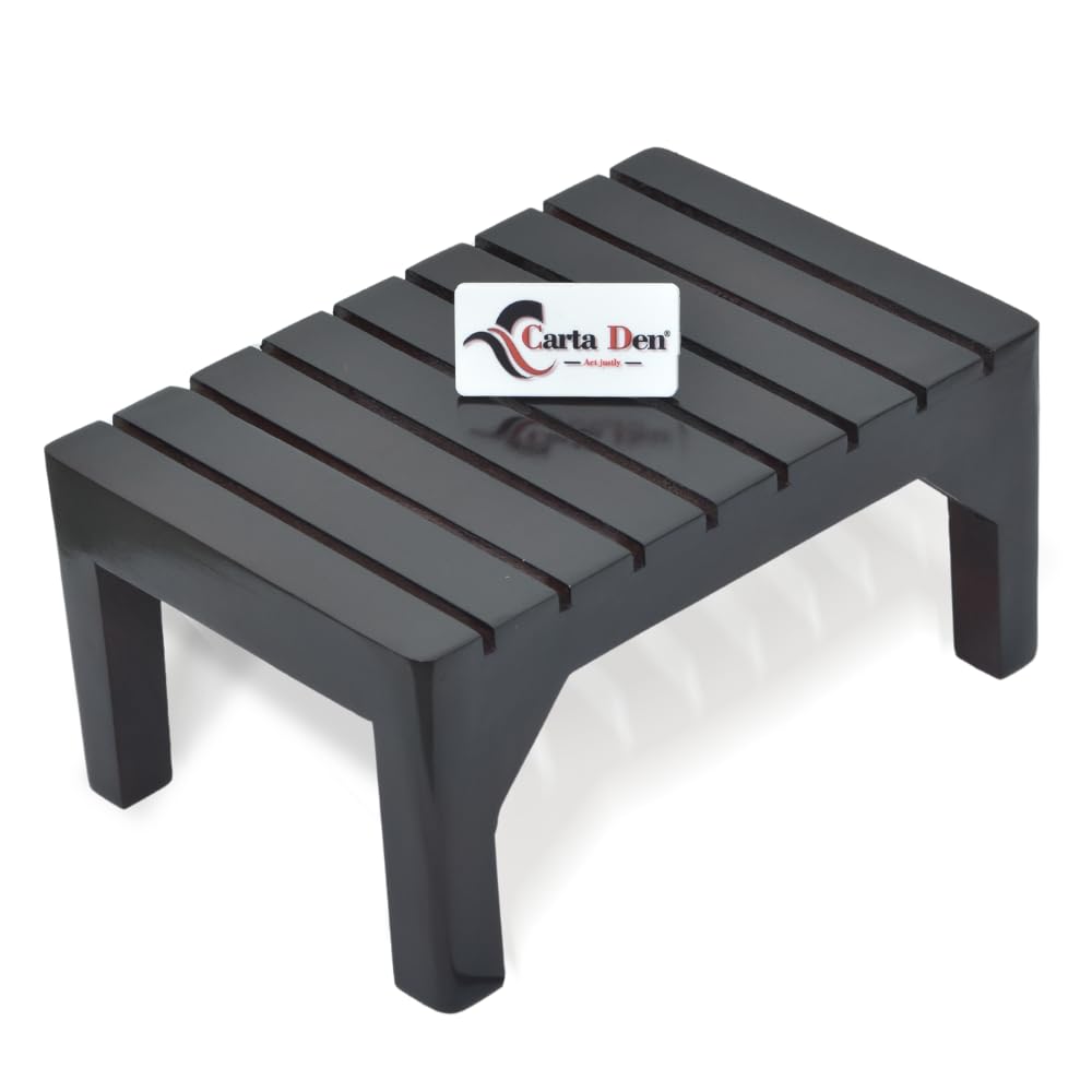 CARTADEN Wooden One Step Stool for Kitchen Seating Stool Potty Training Stool Portable Sturdy Bedside Safe Step Stool for High Beds Kids Adults 100 Kg Bearing Capacity Black Pack of 1