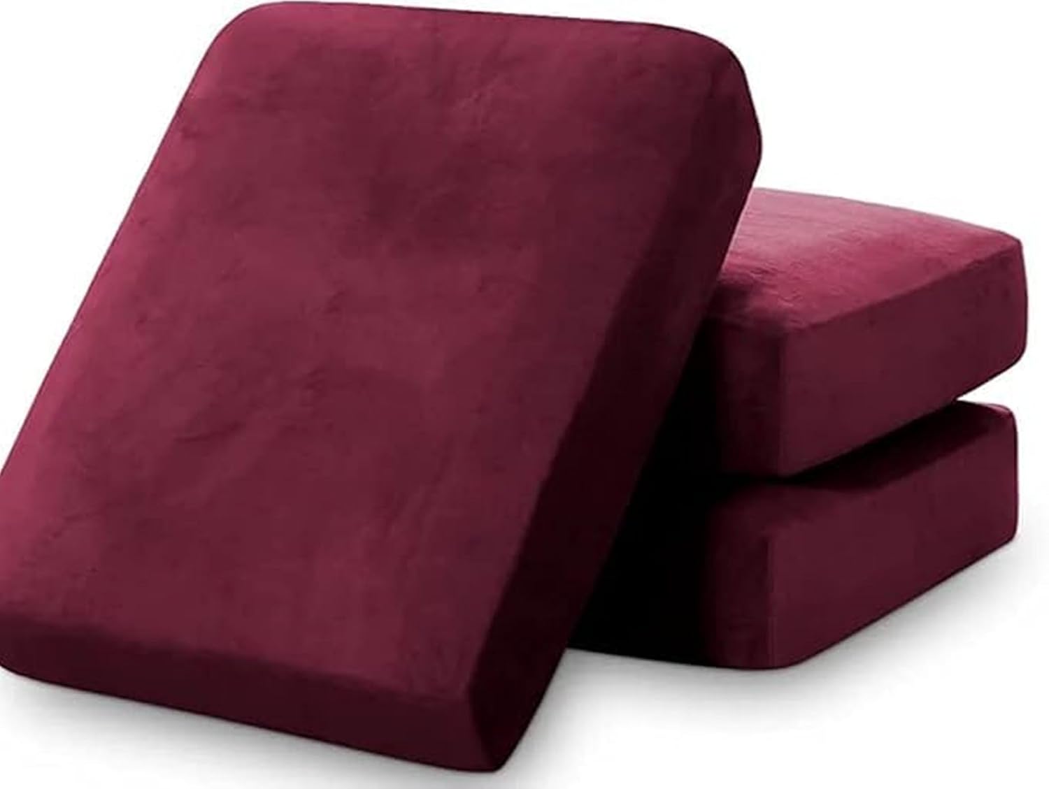 32D High Density Foam Sofa Seat & Back Cushion Set | Premium Non-Wrinkle Sofa Gaddi with Removable Washable Zip Cover | Multipurpose Use |21x22x5 | Maroon-09