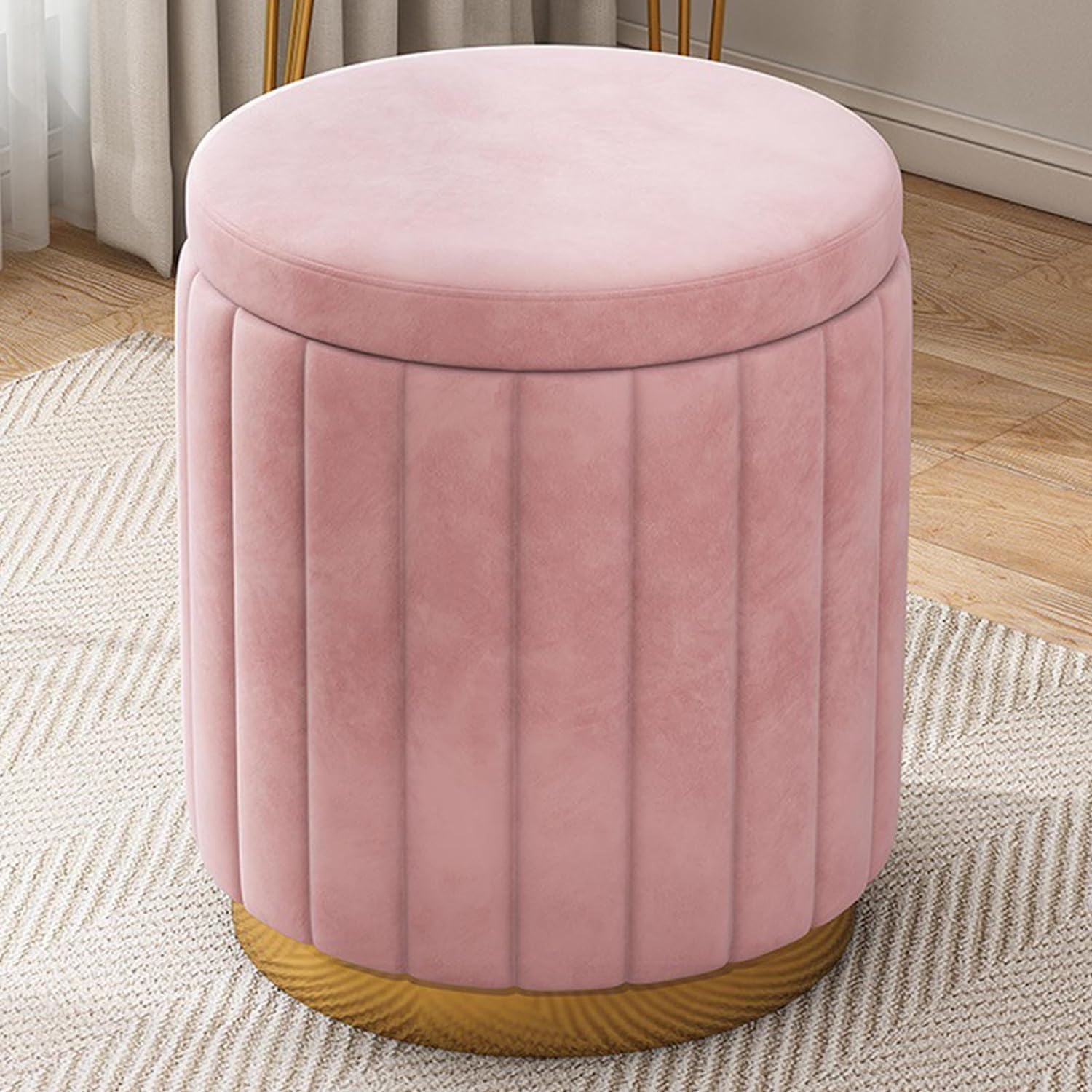Sitting Ottoman Pouffes | Puffy Footstools and Stools for Interior Design Ottoman Stool for Living Room and Office Furnishings Pink