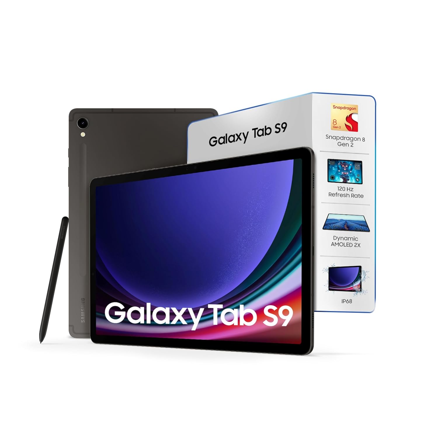 Samsung Galaxy Tab S9, S Pen in-Box, 27.81 cm (11 inch) Dynamic AMOLED 2X Display, RAM 8 GB, ROM 128 GB Expandable, Wi-Fi + 5G Tablet, Gray